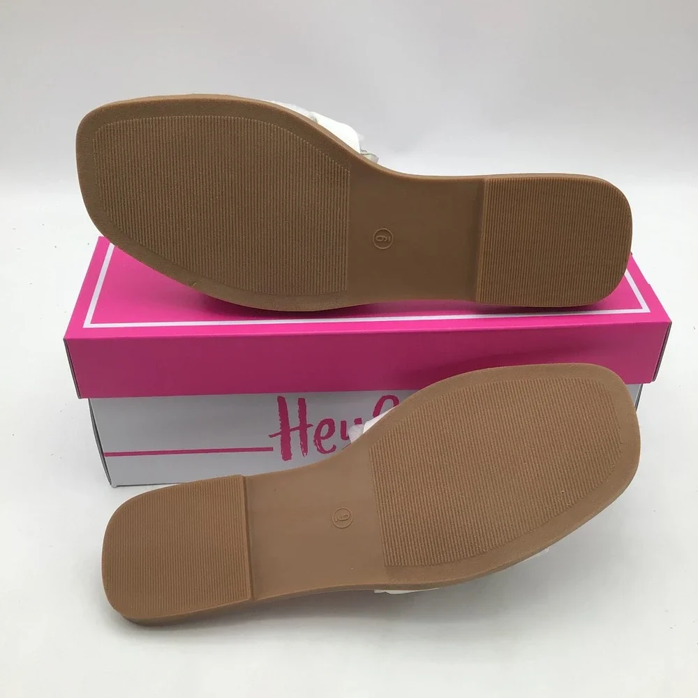 Hey Girl by Corkys Ring Around The Rosie White Slide Sandals Womens Size 9 NEW